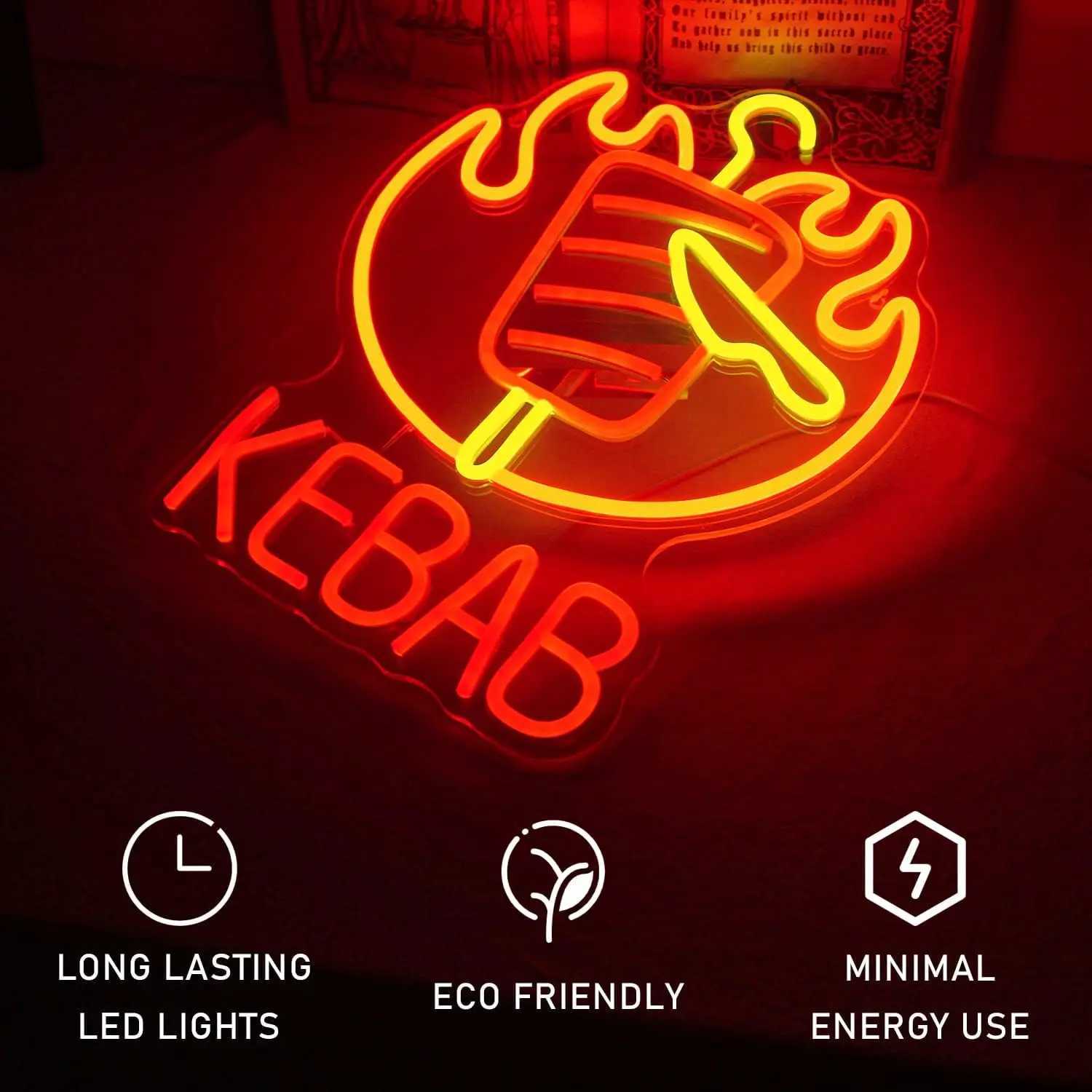 Kebab Neon Sign LED Neon Light Sign USB Powered for Game Room Man Cave Club Bar Shop Wall Birthday Halloween Party Decor GiftsXJ250602