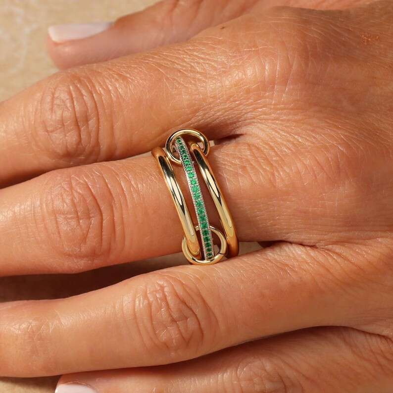 New Stacked Cubic Zirconia Thick Glossy Gold and Silver Double Triple Ring