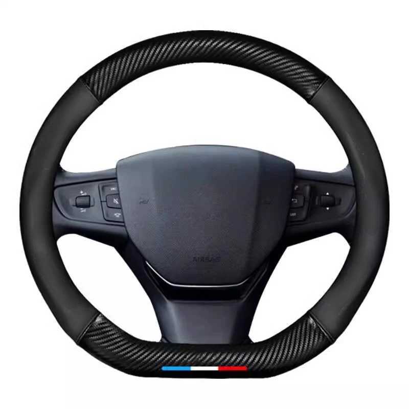 Car Carbon Fiber Leather Steering Wheel Cover Non-Slip For Peugeot 4008 508L 5008 408 2008 3008 308S e2008 301 307 308 206 207 R250603