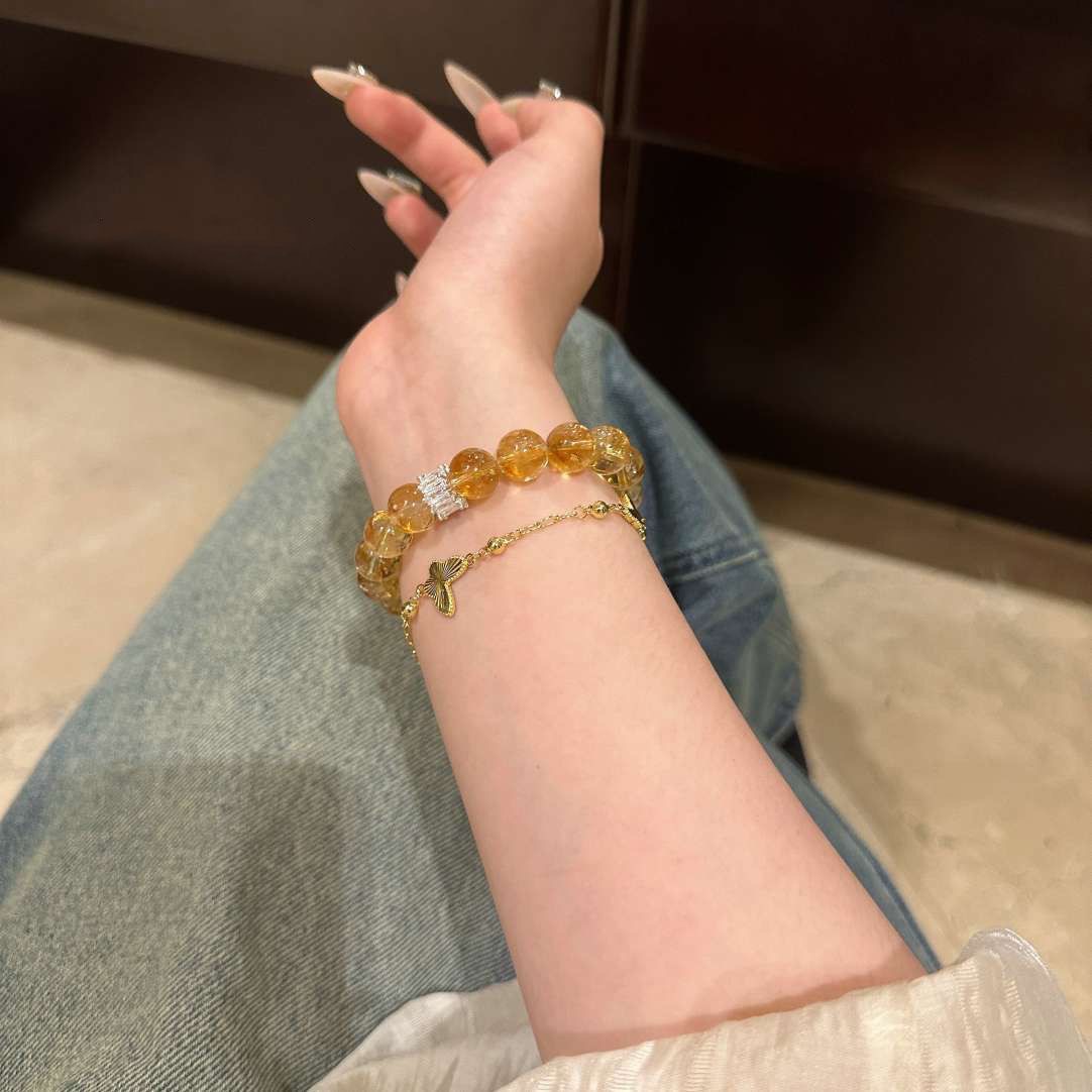 Natural crystal, pyramid yellow Asai Citrine bracelet,Citrine,wuxing implied meaning Wealth manifestation Foundation stabilization