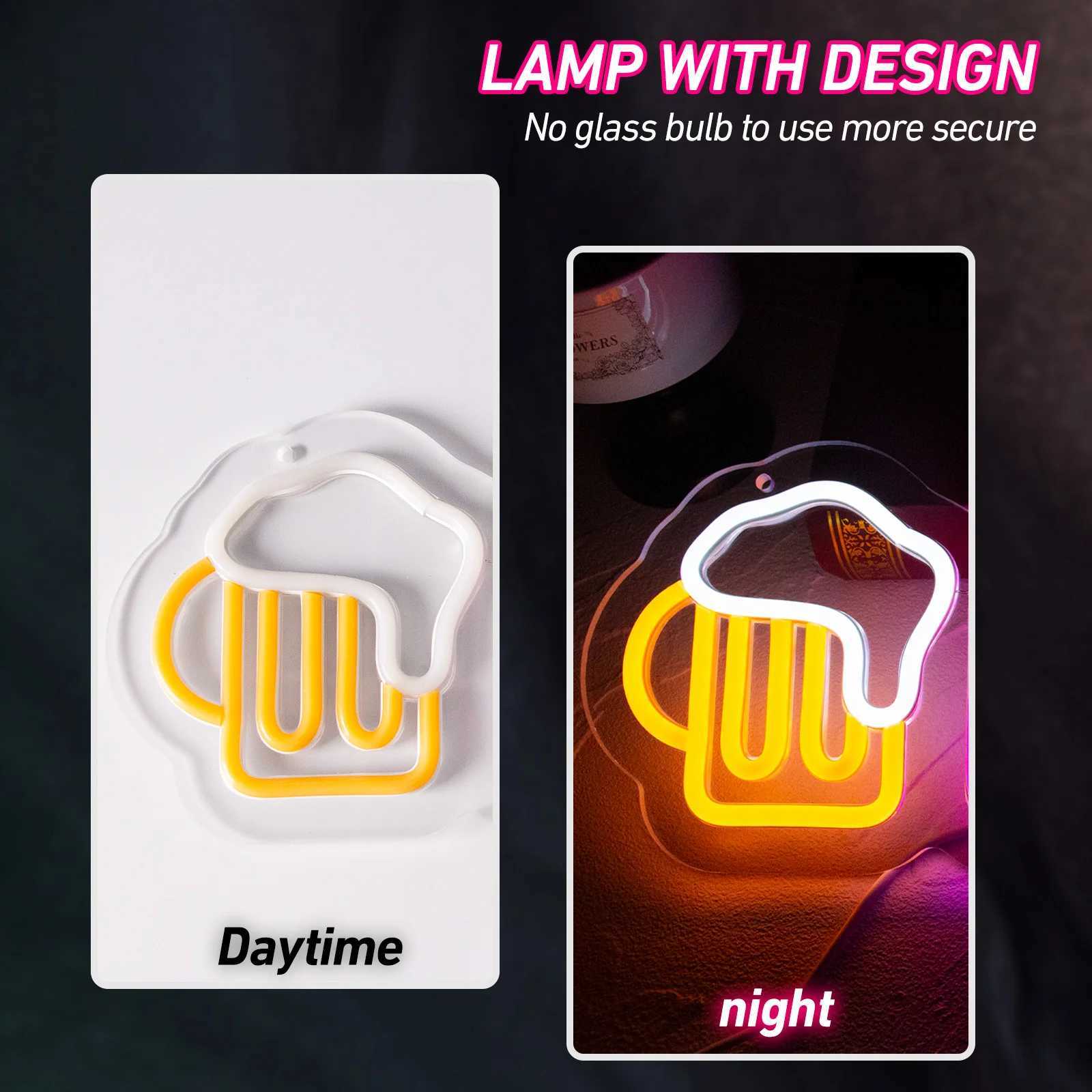 UponRay LED Neon Light Sign USB Beer Neon Casual Beer Party Sign LED Neon For Bar Wall Decoration 14.6x5.9 XJ250602