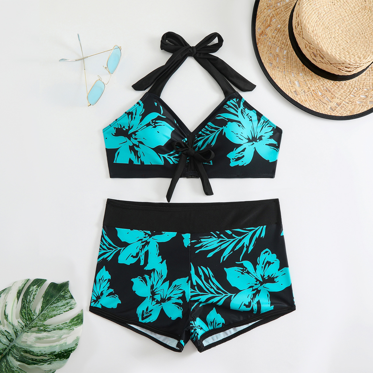 Outdoor Summer Beach Sexy Womenfree Shipping 2025 New Designer Shoes 2025 New Women's Split Printed Bikini Swimsuit High Waist