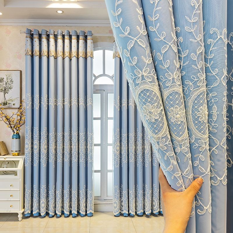 T0503 simple European style embroidery yarn one-piece finished living room bedroom atmospheric floating embroidery curtain