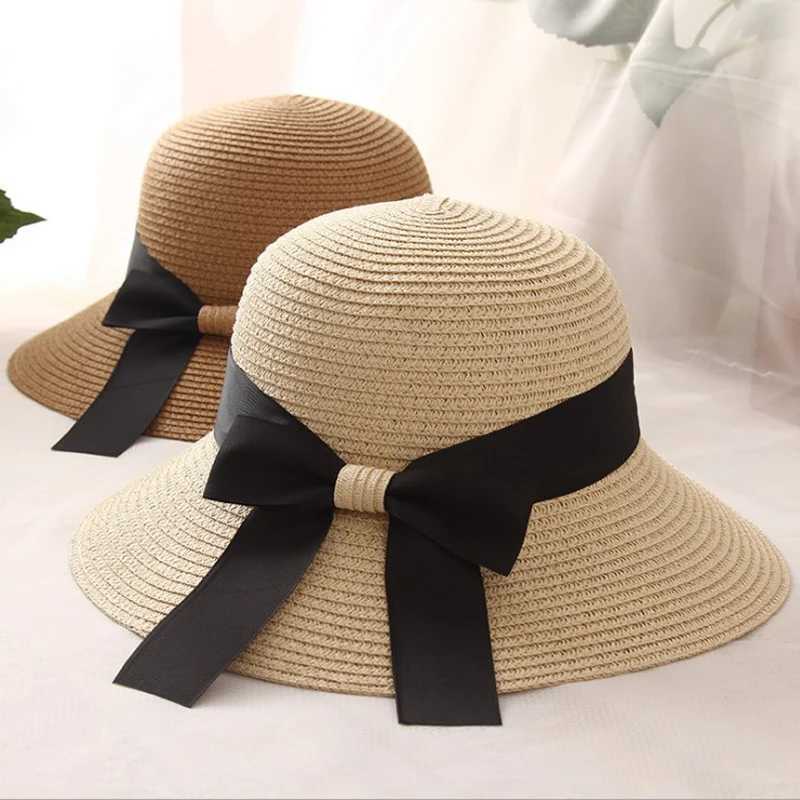 Bucket hat Panama Fashion Straw Hat Womens Summer Hats Shade Sun Protection Outdoor Beach Vacation Hat Beach cap W250602