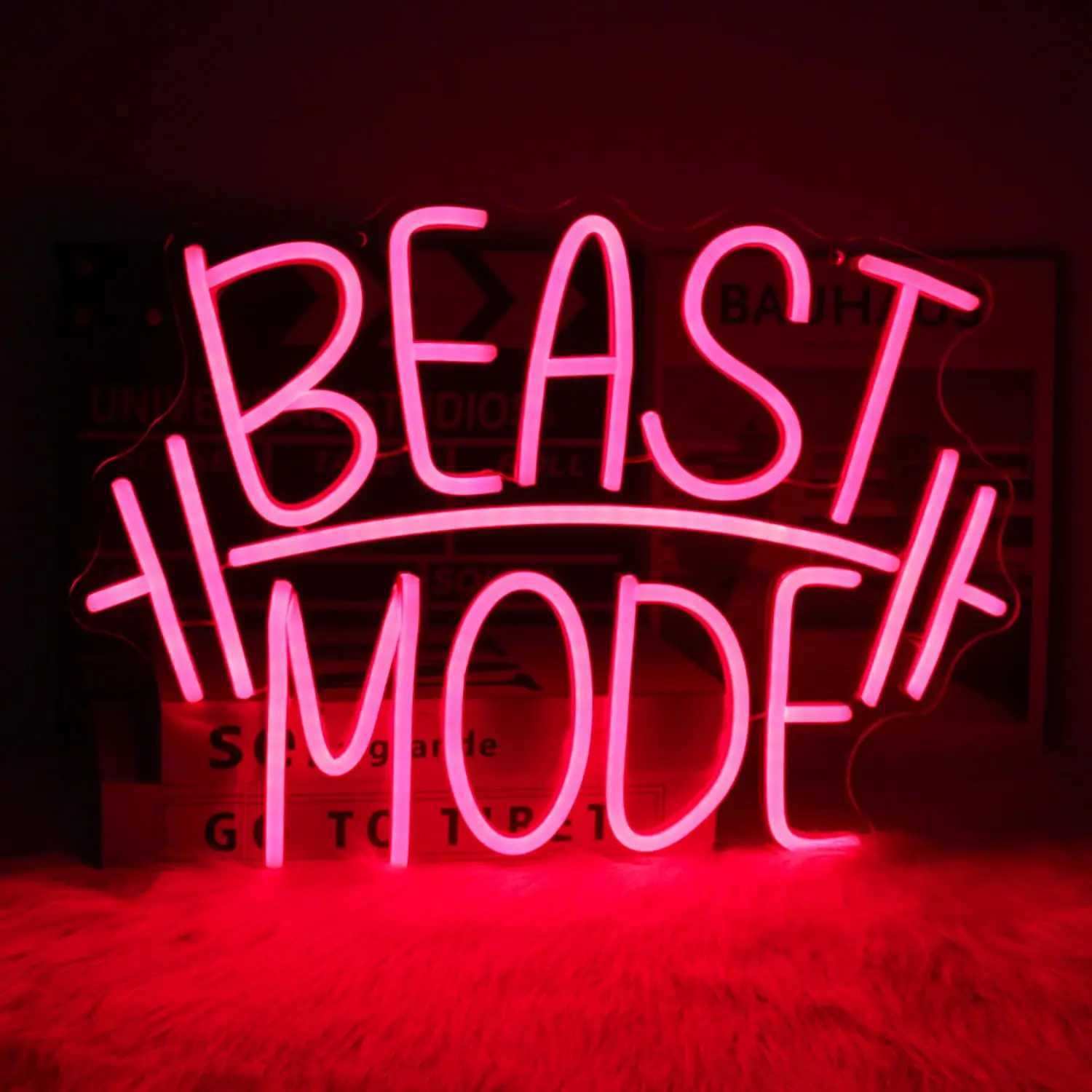 Beast Mode Neon Sign Bar Wine Glass LED Neon Light Sign USB Powered for Restaurant Gym Bar Shop Wall Birthday Party Decor XJ250602