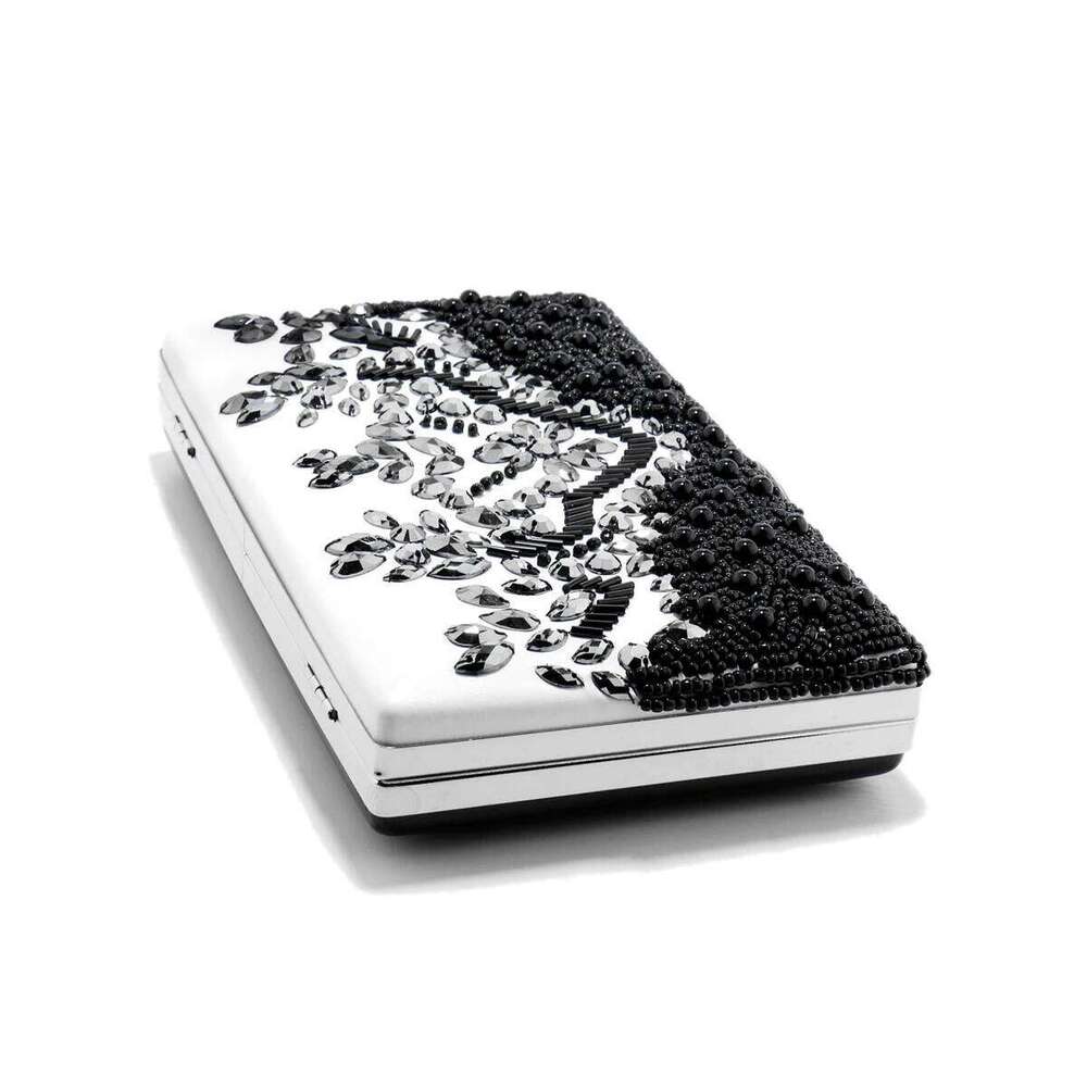 PU Beading Fashion Evening Bags Black Color Party Small Day Clutch One Side Pearl Embroidery Wedding Handbags Purse