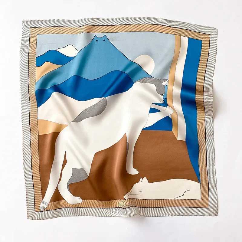 New 100% Natural Real Silk Scarf Fashion Women Summer Beach Small 53*53cm Neck Scarves Shawl Bandana Hijab Pashmina Poncho 2023 W250602