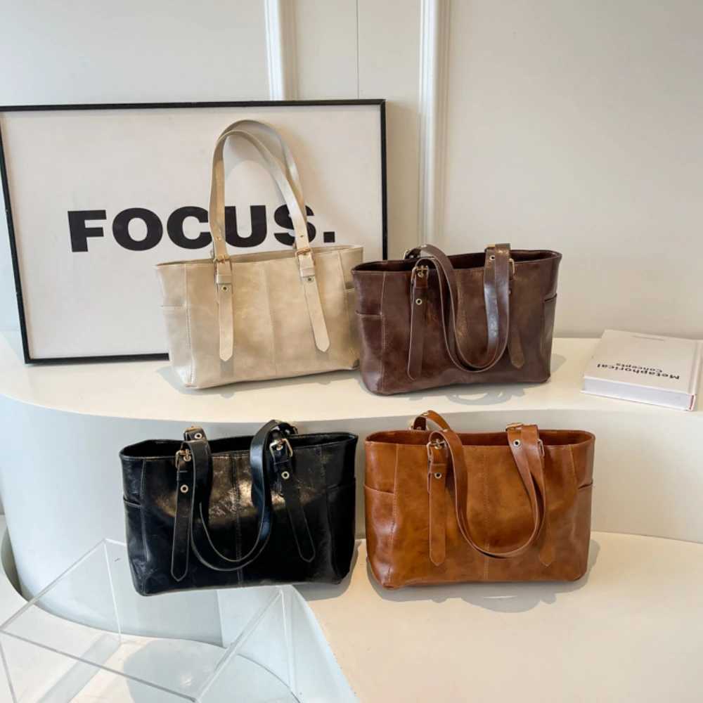 2025 New Korean Retro PU Leather Chain Shoulder Bags Women Fashion Black Large Capacity Female High-quality Handbags Y250603