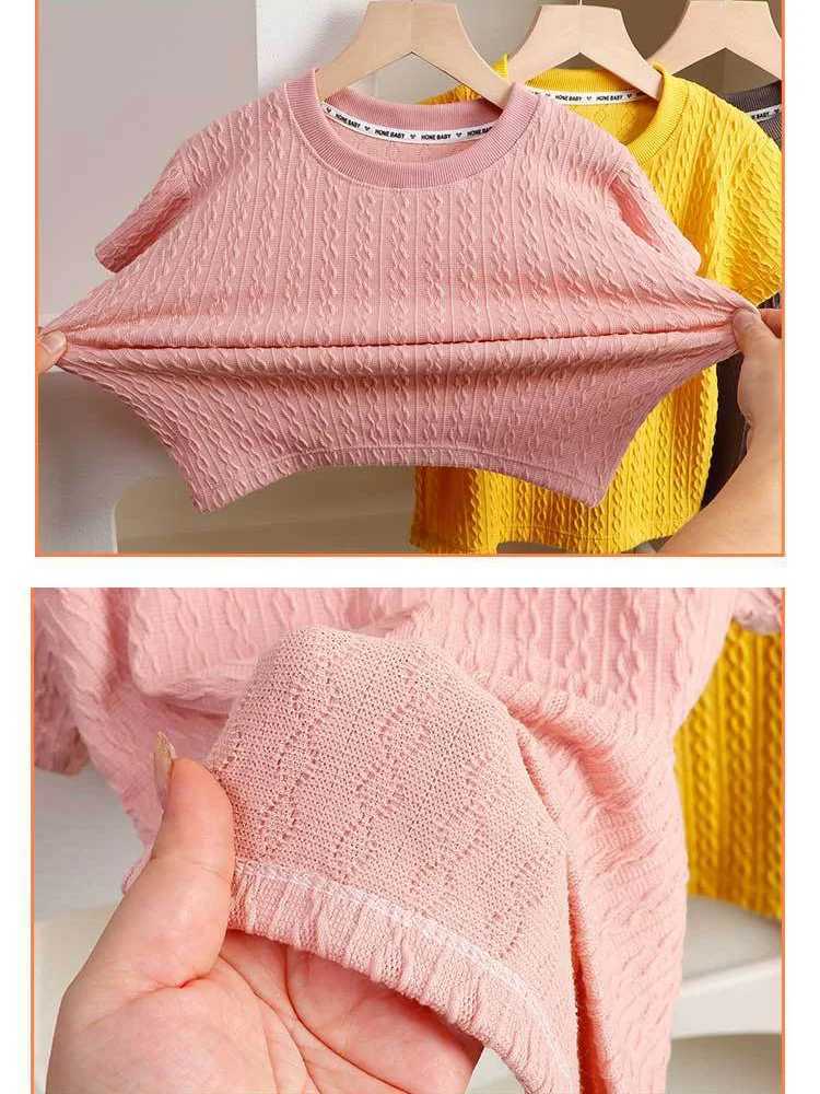 2-6Year Children Girls T-shirt Cotton Summer Solid Fashion Hollow Out Short Sleeve Baby Girls Tees Kids Casual Clothing T250603