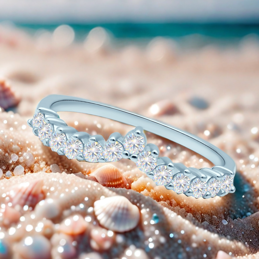D color VVS1 little crown V-band ring S925 sterling silver hot-selling polular classic personality band One or both are used simultaneously for ring b