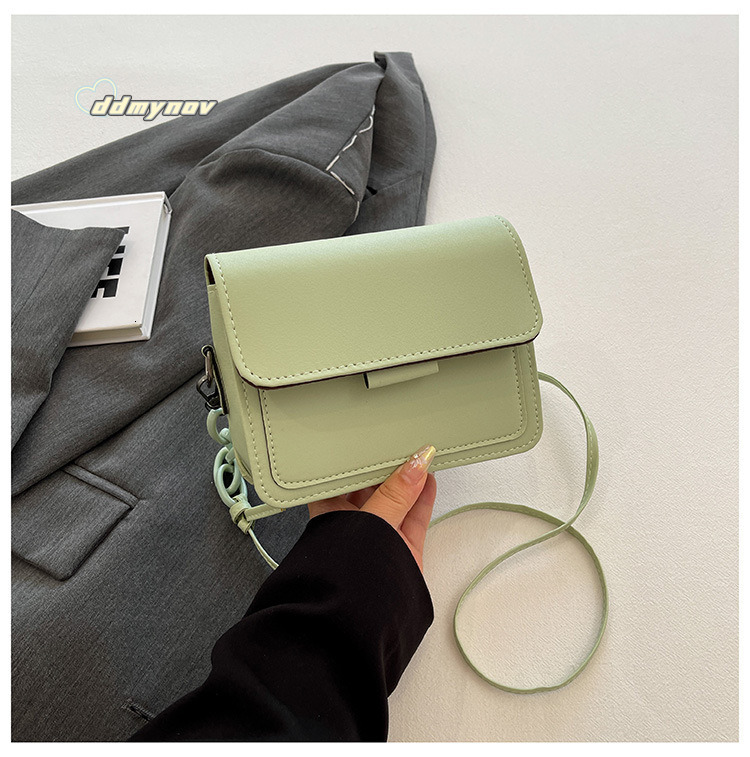 Fashion Versatile Shoulder for Women 2025 New Solid Color Casual Simple Small Square PU Crossbody Bag ddmynov
