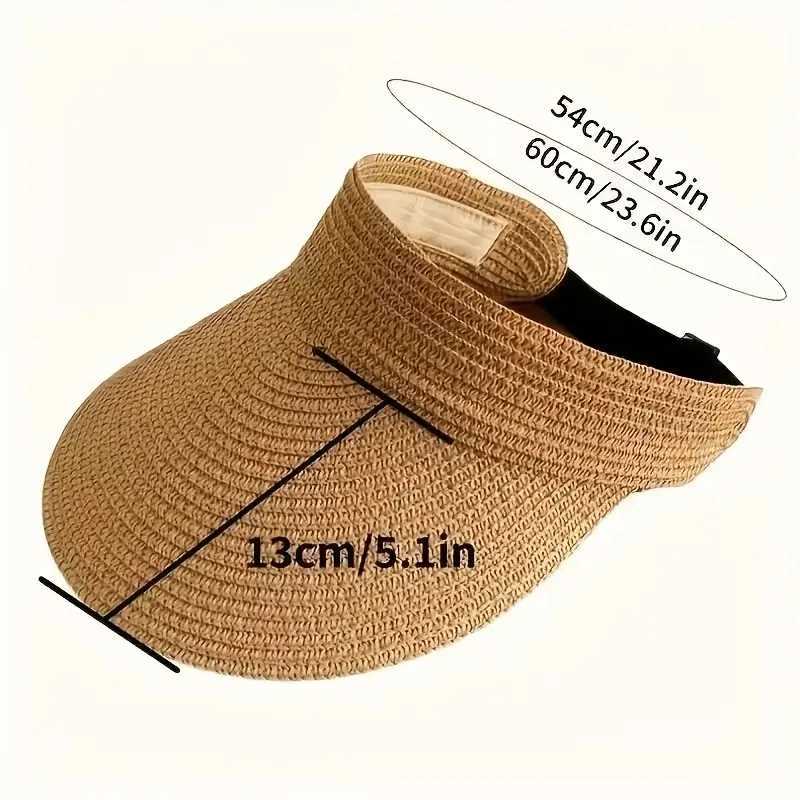 Women Summer Straw Visor Hat Breathable Wide Brim Sun Cap Golf Beach Foldable Duck Tongue Design with Neck Protection Sun Hat W250602