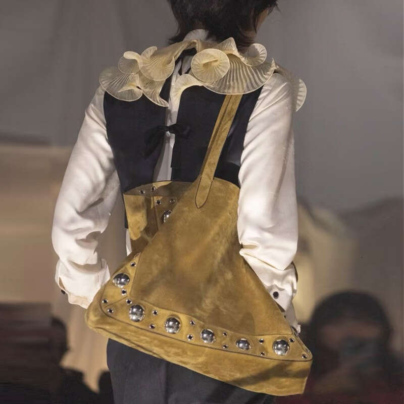 Spring Summer New Versatile Suede Studded Shoulder Tote Large Capacity Mommy Bag Trendy