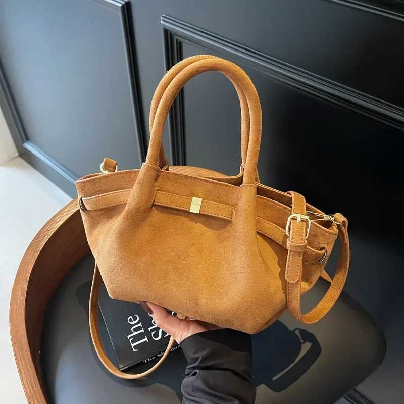 Vintage Faux Suede Womens Small Tote Bag Fashion Design Ladies Shoulder Crossbody Bags Retro Matte Female Purses and Handbags W250602