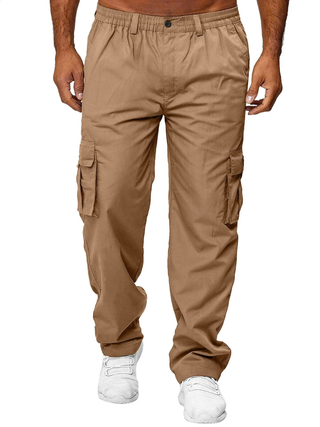 Mens Cargo Pants Sweatpants Outdoor Loose Straight Long Trousers Summer Casual Multi-Pocket Durable Workwear Male Trousers 250528