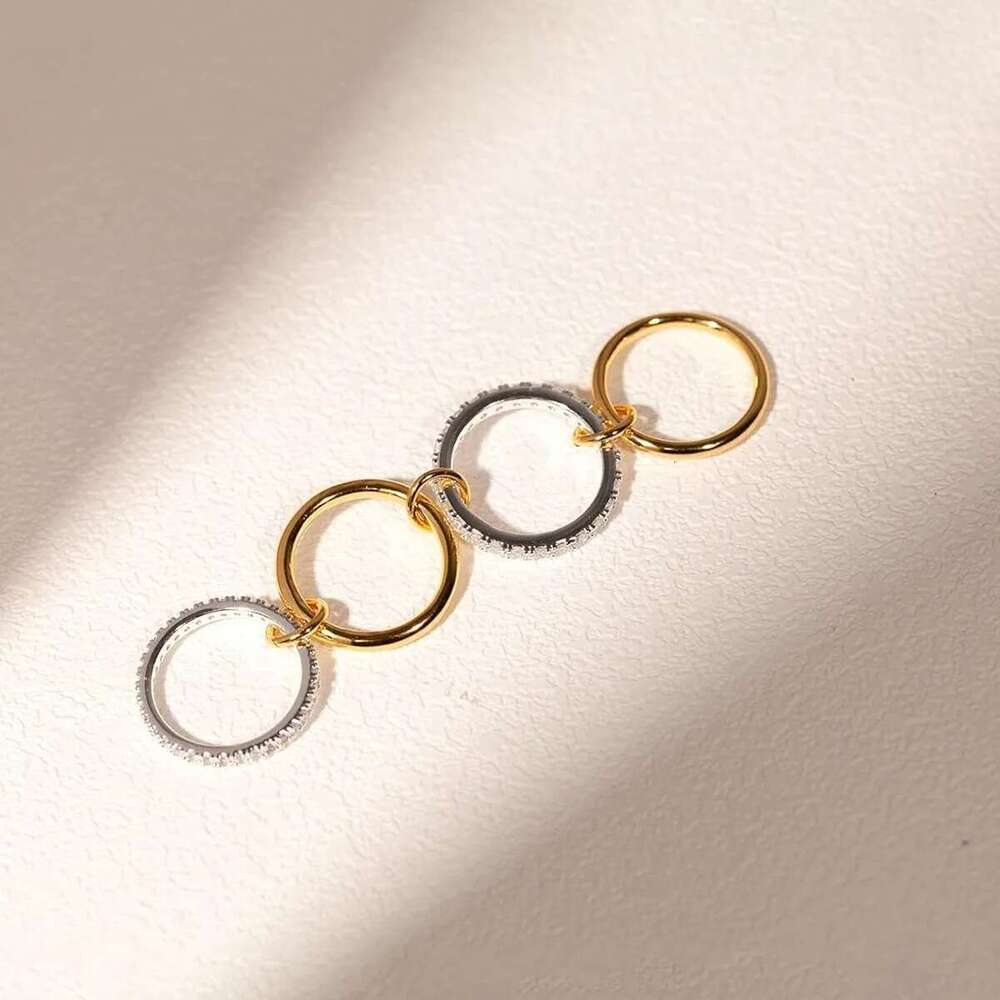 Copper + Zircon New 4 Circle Set Versatile Creative Personality Niche Design Women's Ring