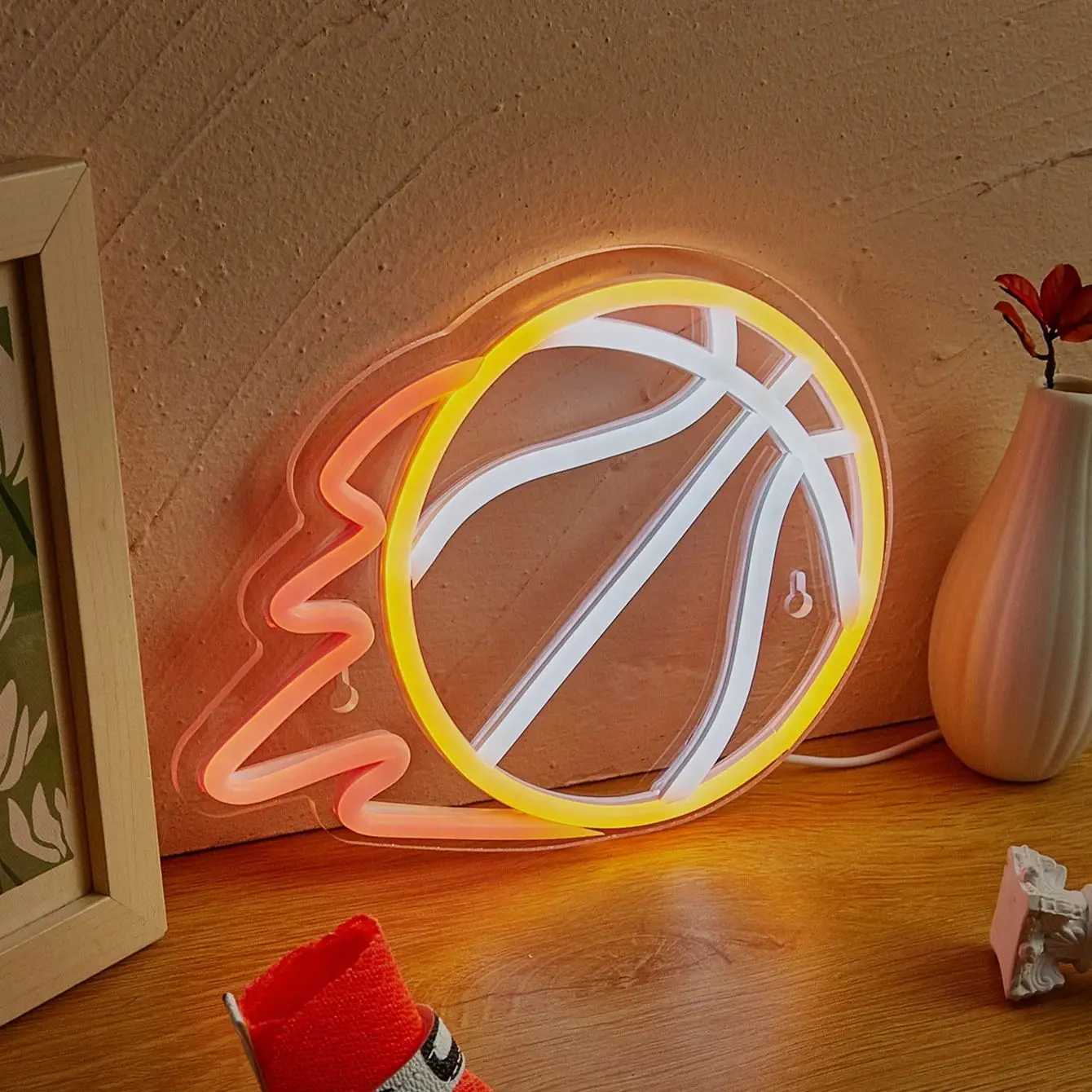 Chi-buy LED Neon Basketball USB Powered Neon Signs Night Light 3D Wall Art Game Room Bedroom Living Room Decor Lamp Signs XJ250602