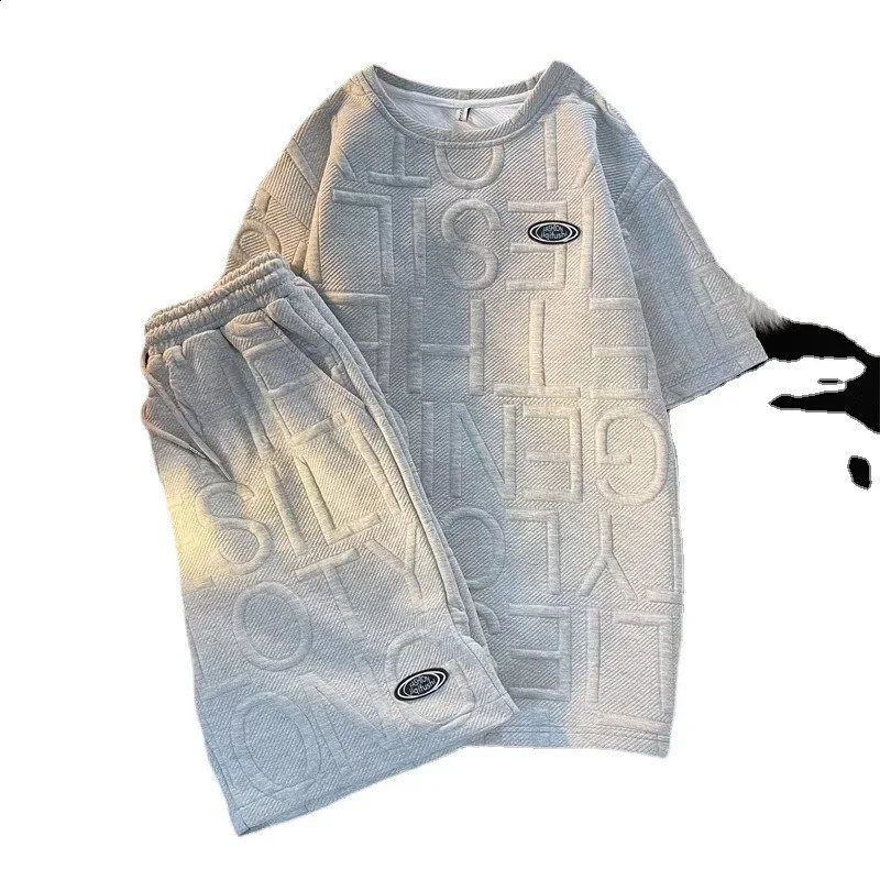 Trendy Casual Suit Mens Fashionable Fivepiece Set Elegant Summer Simple Style Loose Fitting Long Sleeve Business Attire 250529Z