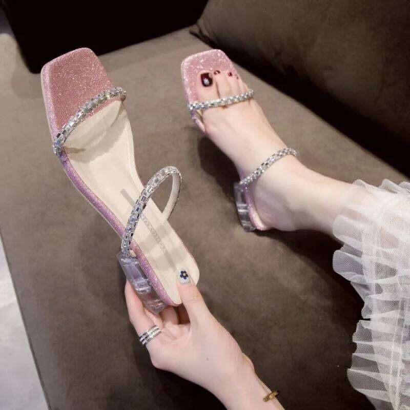 Fashion Summer Women Sandals Shoes Beach Ladies Clear Sandal Comfortable High Heels Woman Transparent Medium Heel New