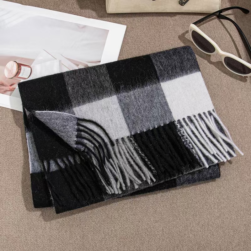 T870 wool scarf high-grade men and women all-match thickened autumn and winter new plaid splicing warm neck scarf