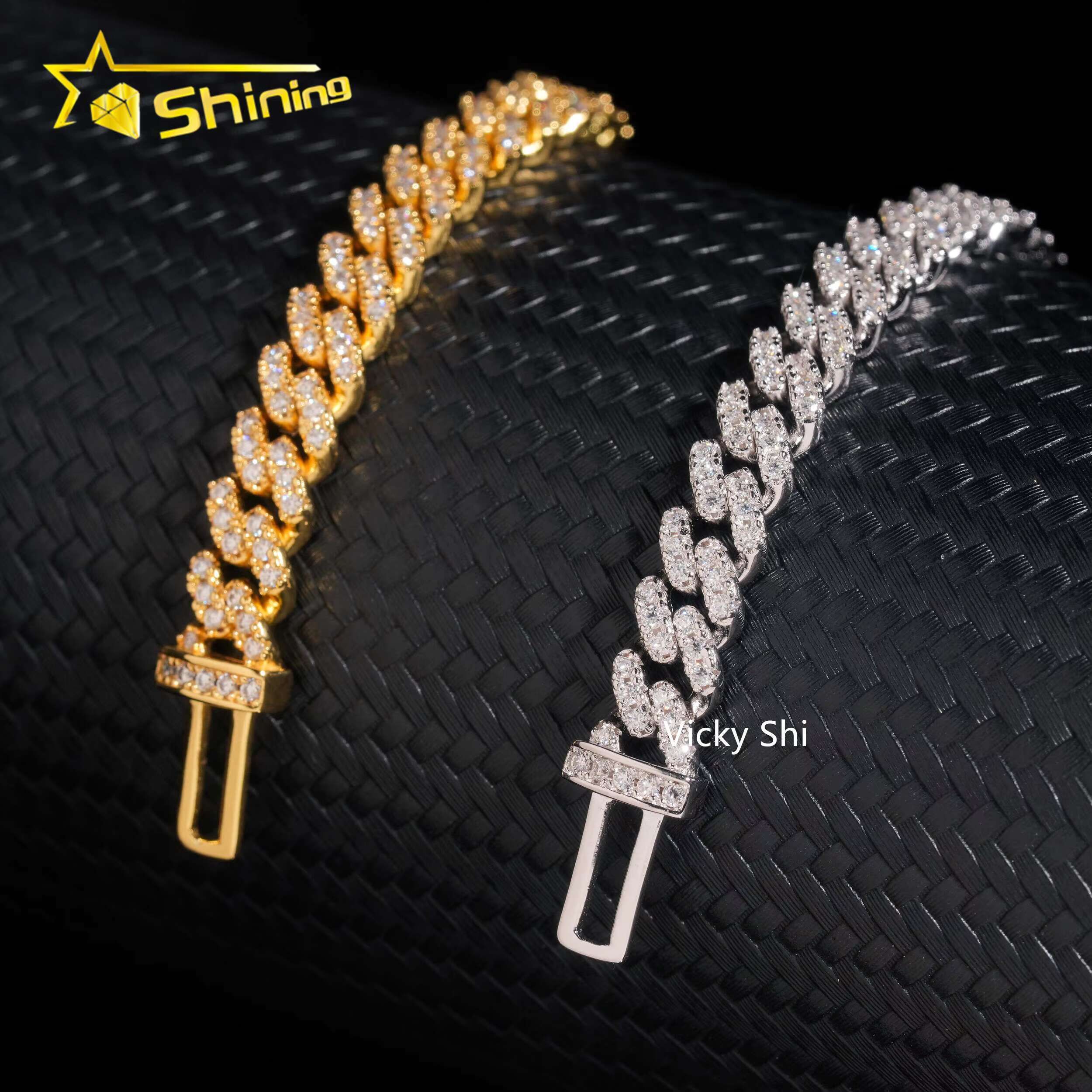 Hip Hop Jewelry GRA Iced Out Mens Womens Moissanite Bracelet 925 Silver Gold Plated 6mm VVS Moissanite Cuban Bracelet
