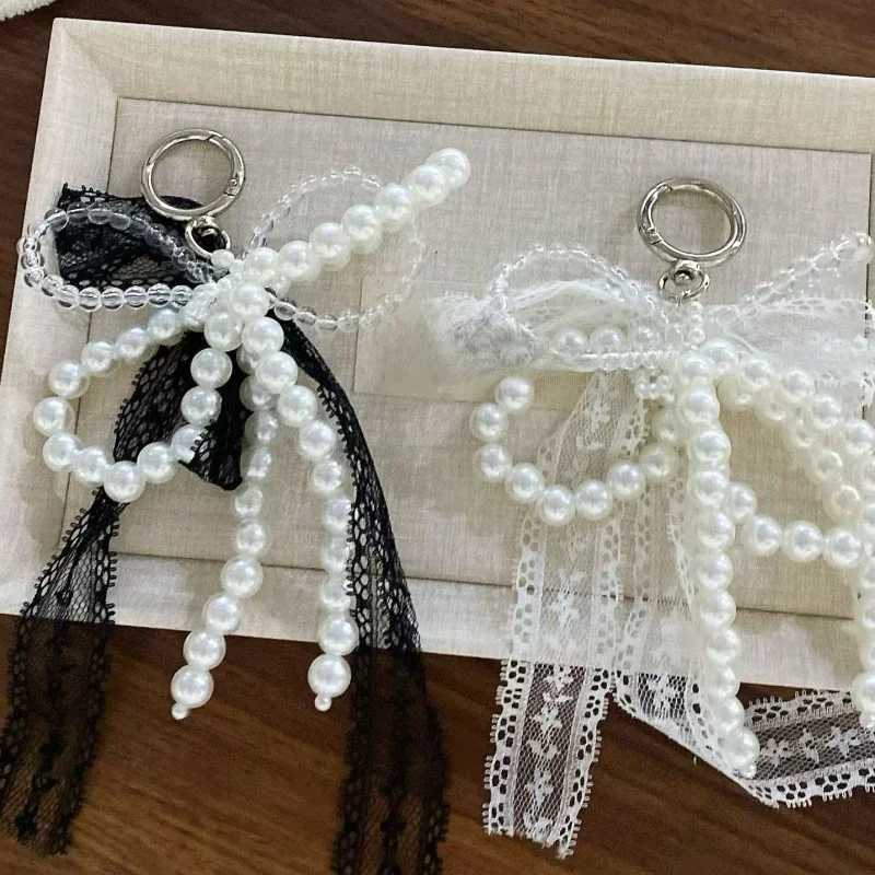2025 New Korean Sweet Pearl Bow Keychain Heart Pendant Keyring Y2K Aesthetic Key Holder for Girls Bag Pendant Accessories XJ250602