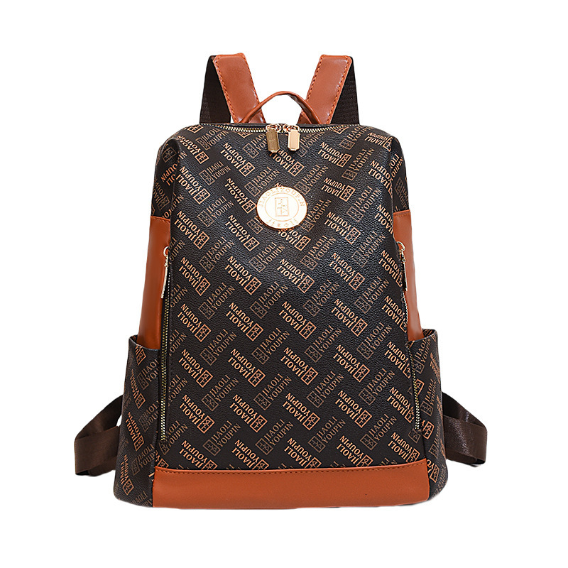 Free Shipping Outdoors Backpack Designer Bag Fashion Printed Letter Bag Round Buckle Retro Casual Crossbody Shoulder Bag PU Student School Bag
