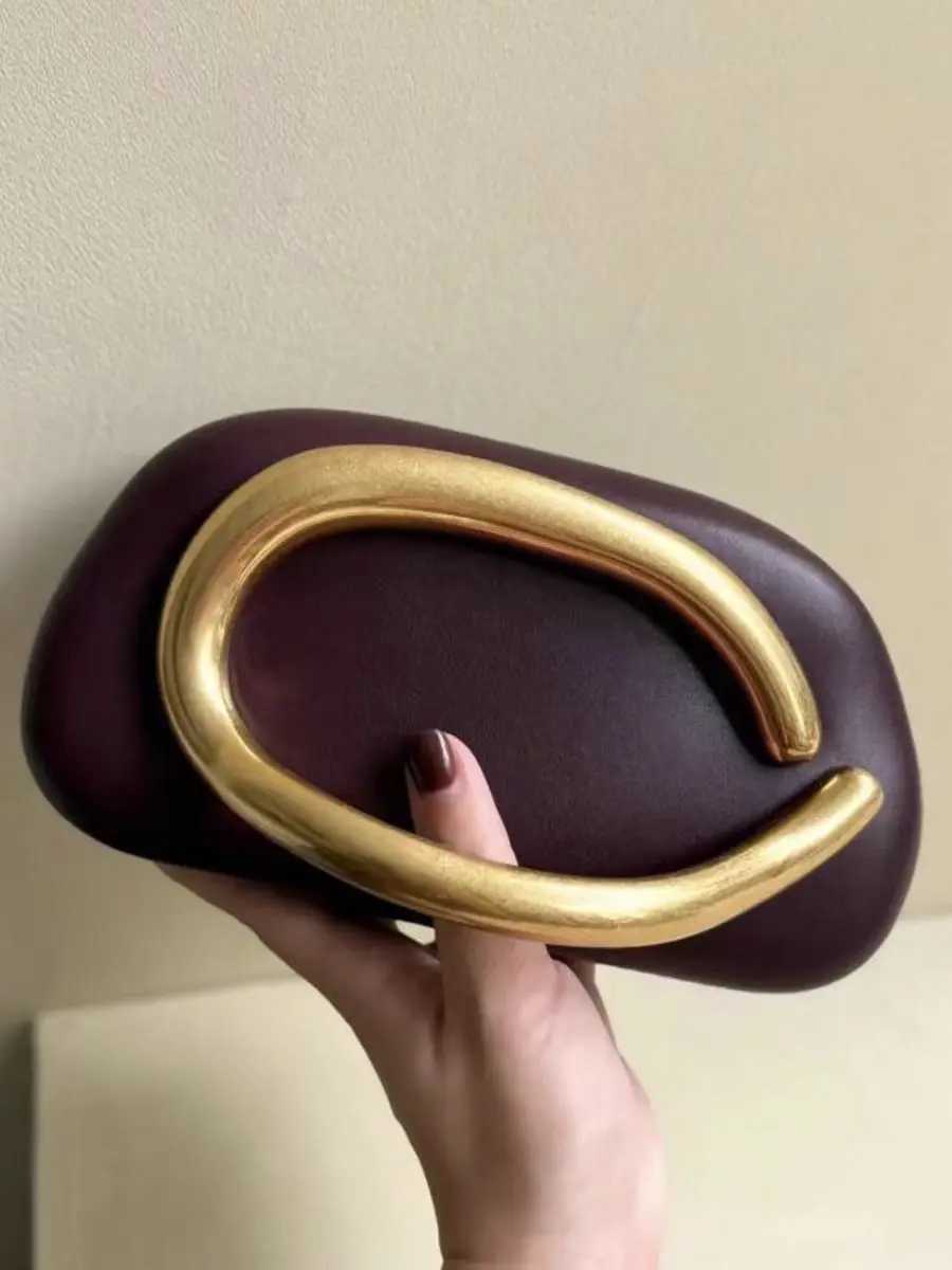 Gold Metal Closure Box Clutch Bag Women Evening Wedding Party Cute Purse Bag Handbag Dark Red Beige 2025 Spring New Fashion W250602