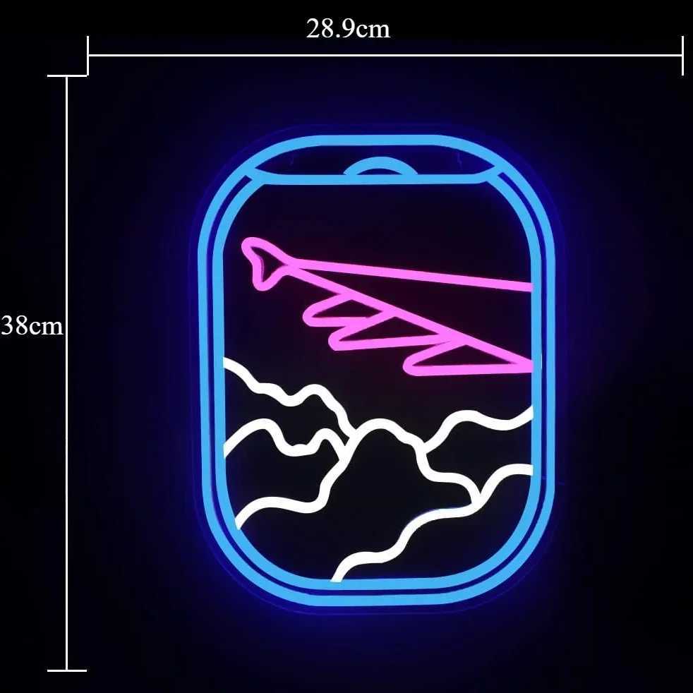 Airplane Window View Neon Signs LED Clouds Neon Light For Wall Decor Bedroom Living Room Game Room Office Shop Wall Art Decor XJ250602