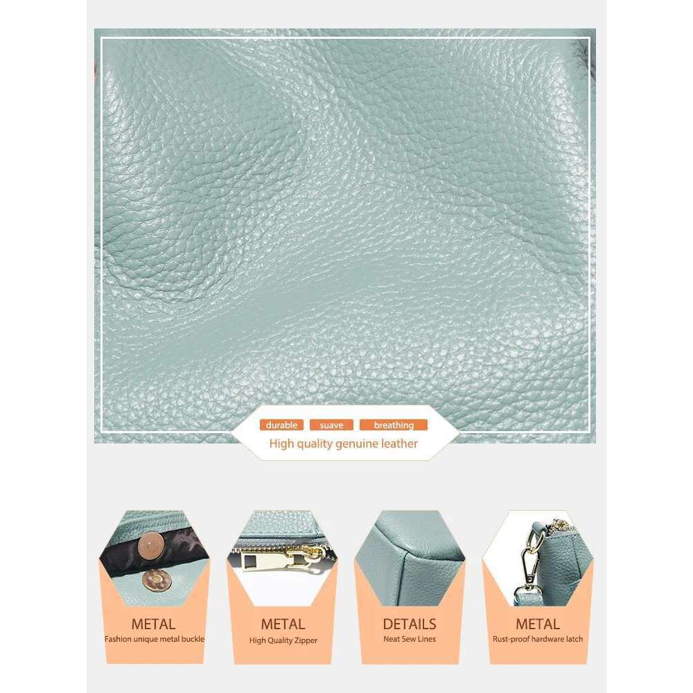 Zency Laides Small Soft Genuine Leather Handbag Casual Women Crossbody Simple Bucket For Phone Female Purses Grey Bag
