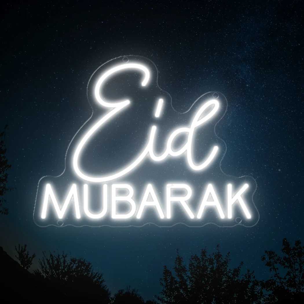 Eid MUBARAK Neon Sign LED Neon Light For Ramadan Crescent Islamic Home Yard Wall Art Decor Party Decoration Room Night Lights XJ250602