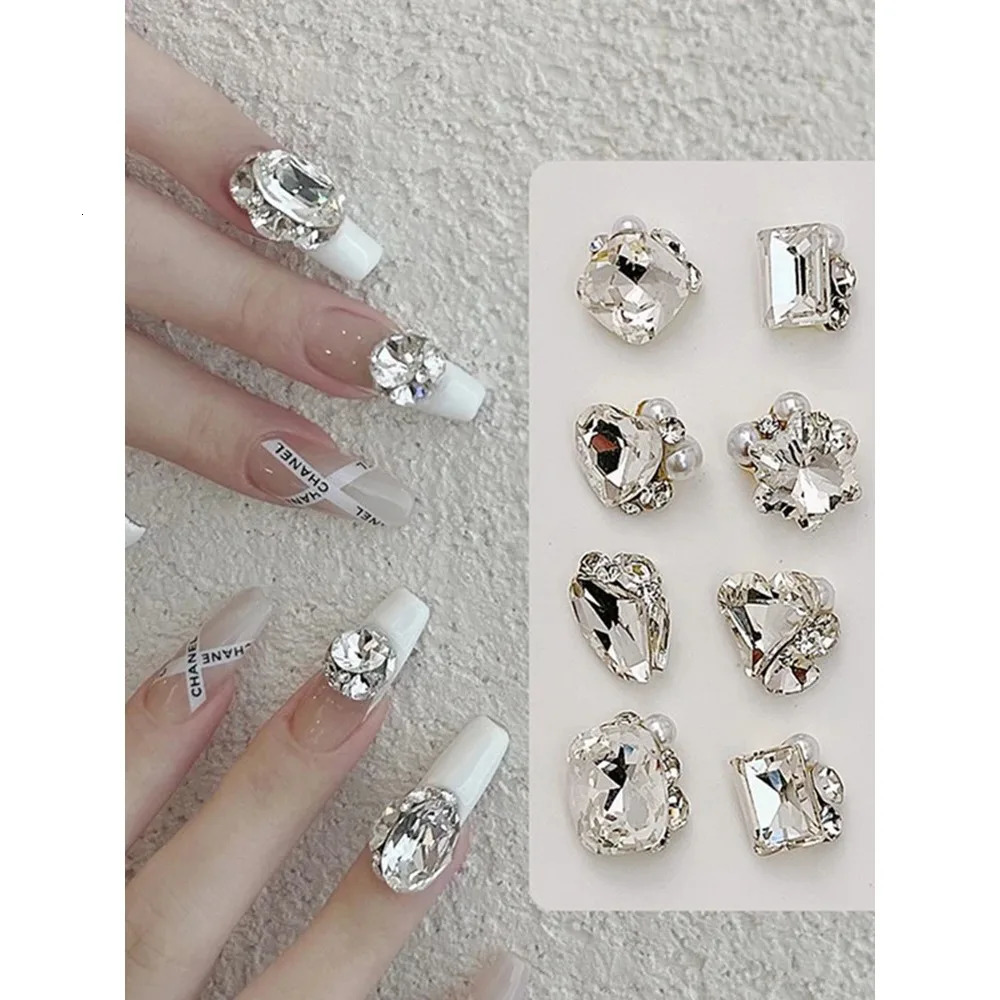 5pcs Heart-shaped and Irregular Stackable Rhinestone Nail Art DIY Decoration 250528