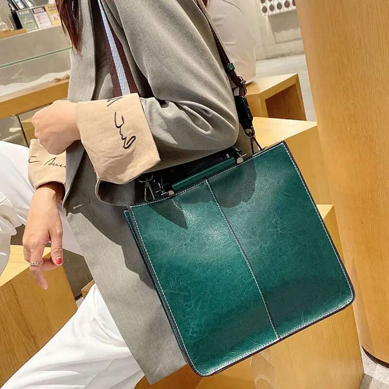Genuine Leather Women's Shoulder 2025 New Designer Women Handbags Retro Cowhide Crossbody Bags Female Square Tote Bag