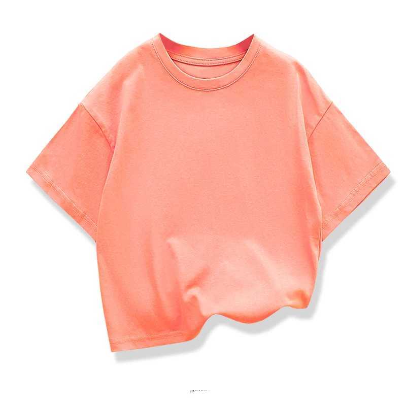 Summer Kids Multi-color Loose Short Sleeved T-shirt Solid Color Boys and Girls Top Childrens Pure Cotton Casual Student Tee T250603