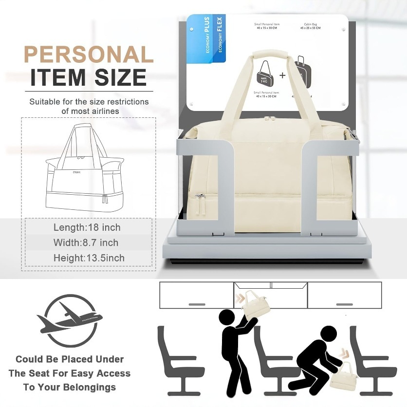 New Fiess Duffel Convenient Weekend Overnight Gym Bag, Travel Bag with Shoe Compartment