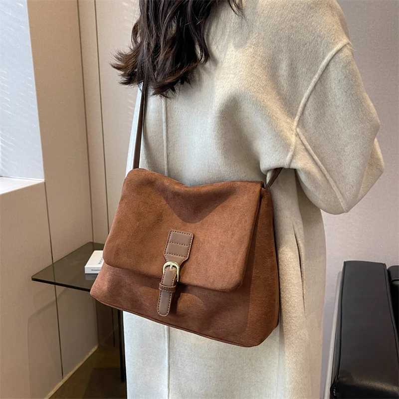 Women Suede Soft PU Leather Handbags Designer Fashion Messenger Bag Solid Color Shoulder Crossbody Bag W250602