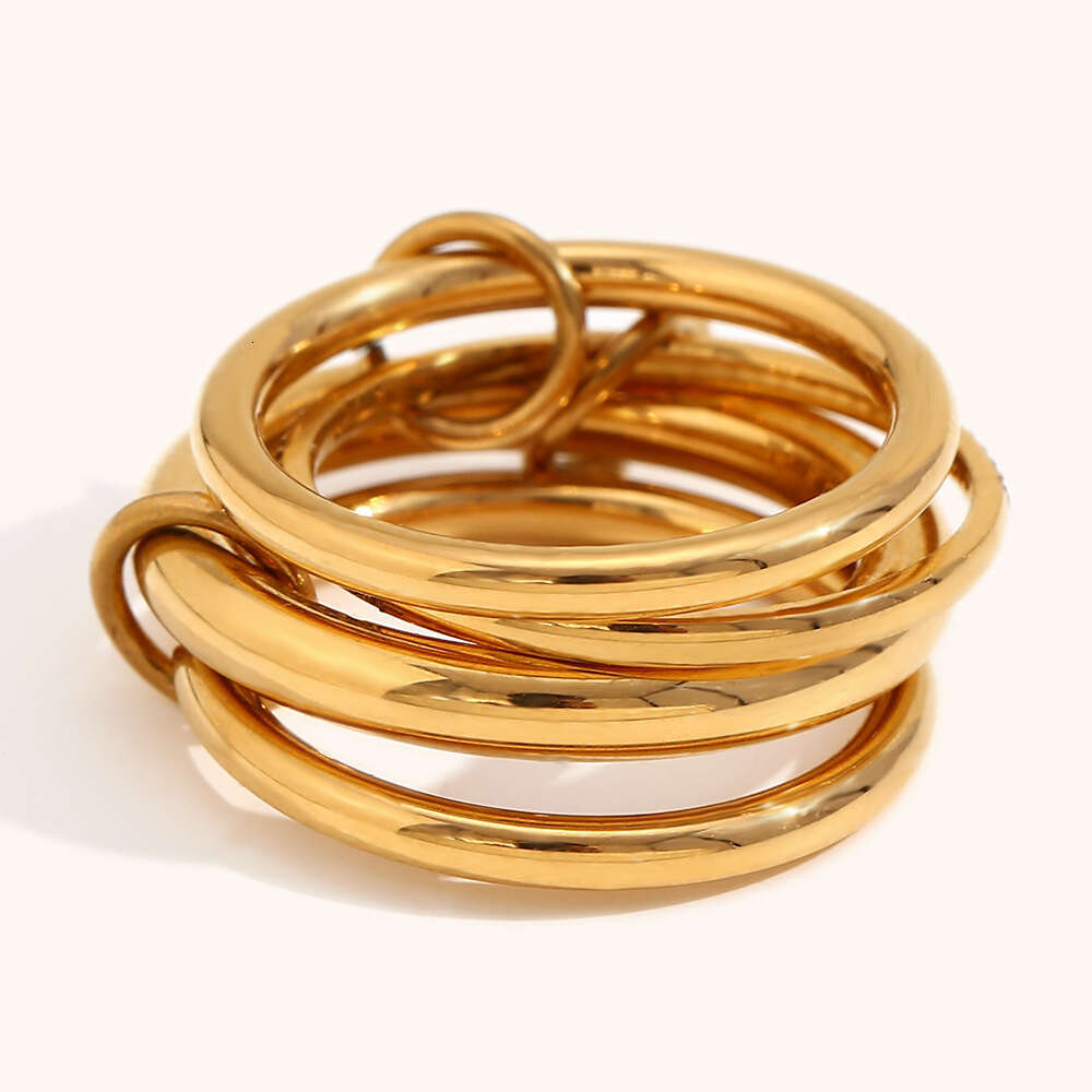 Stainless Stacking Rings High-End Ins Style Titanium Steel Jewelry Multi-Layer Double Color with Diamonds
