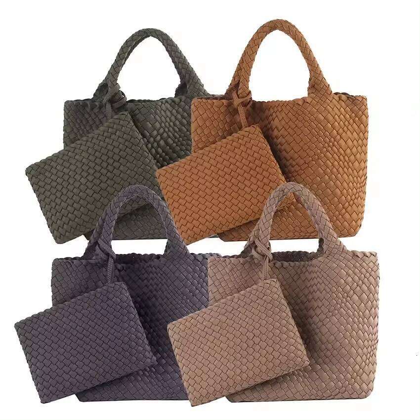 OLOEY Hot Sale New Neoprene PU Beach Large Capacity Woven Handbag Handmade Knitted Bag