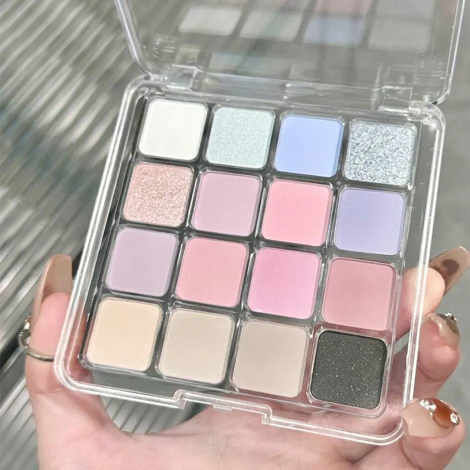 Pearly Glitter Eyeshadow Matte Blue Pink Korean Charming Makeup Palette 16-color Lasting Shiny Eye Pigments Cosmetic