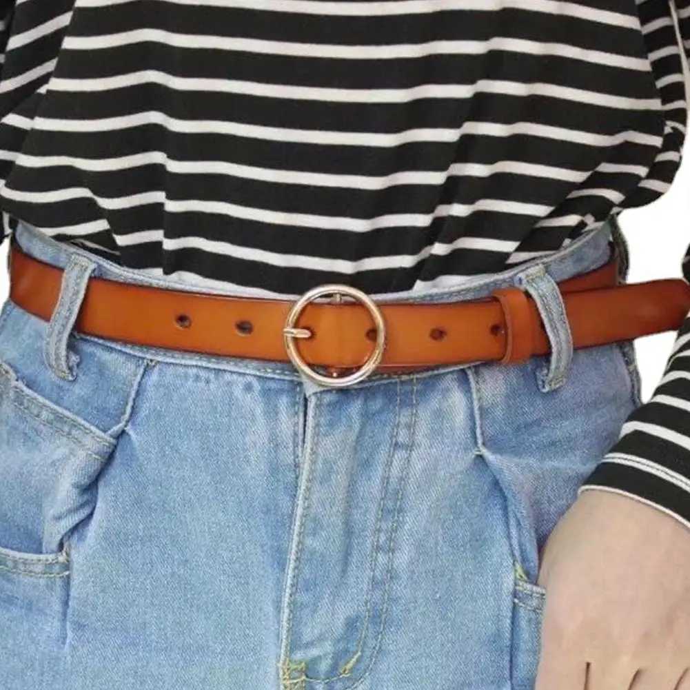 NEW High-end Round Women Belt Fashion Waist Belt Leather Metal Buckle For Ladies Leisure Dress Jeans Decoration Waistband XJ250602