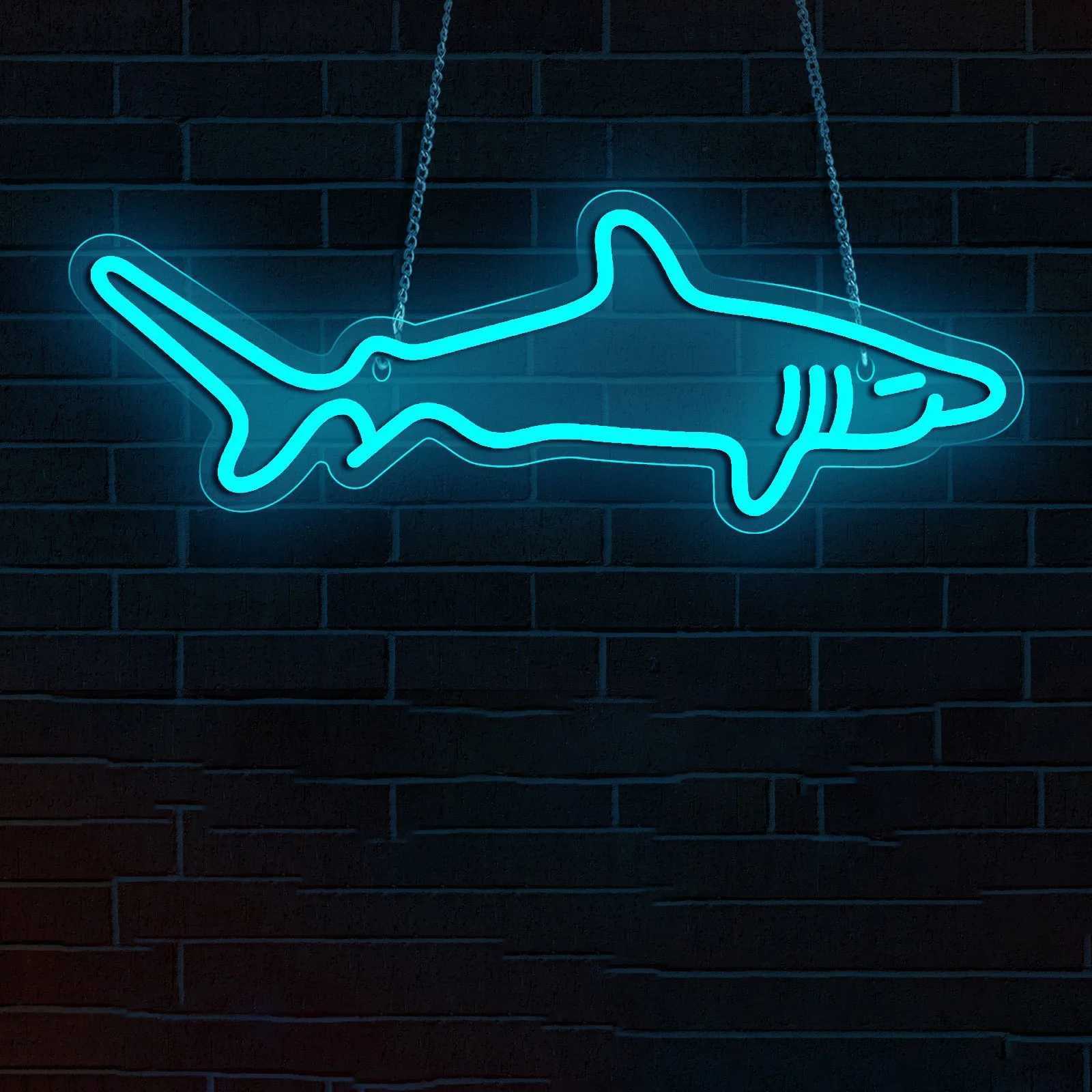 Shark Design LED Neon Light Sign USB Powered for Home Bedroom Aquarium Zoo Bar Club Pub Party Wall Art Decoration Hanging LightXJ250602