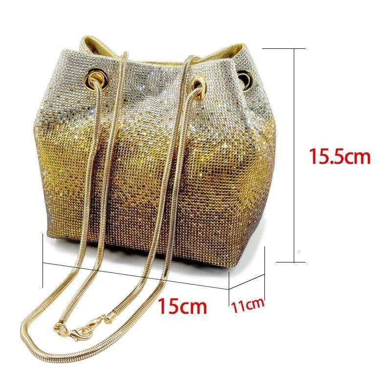Cross-Border Bucket Bag Wedding Banquet Water Multicolor Gradient Color Dia Handbag Women's Evening Chain Sh