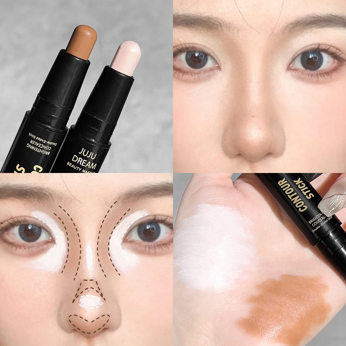 JUJU DREAM Double-ended Contouring Stick For Nose Shadow Under-eye Brow Highlight And Natural Facial Shading
