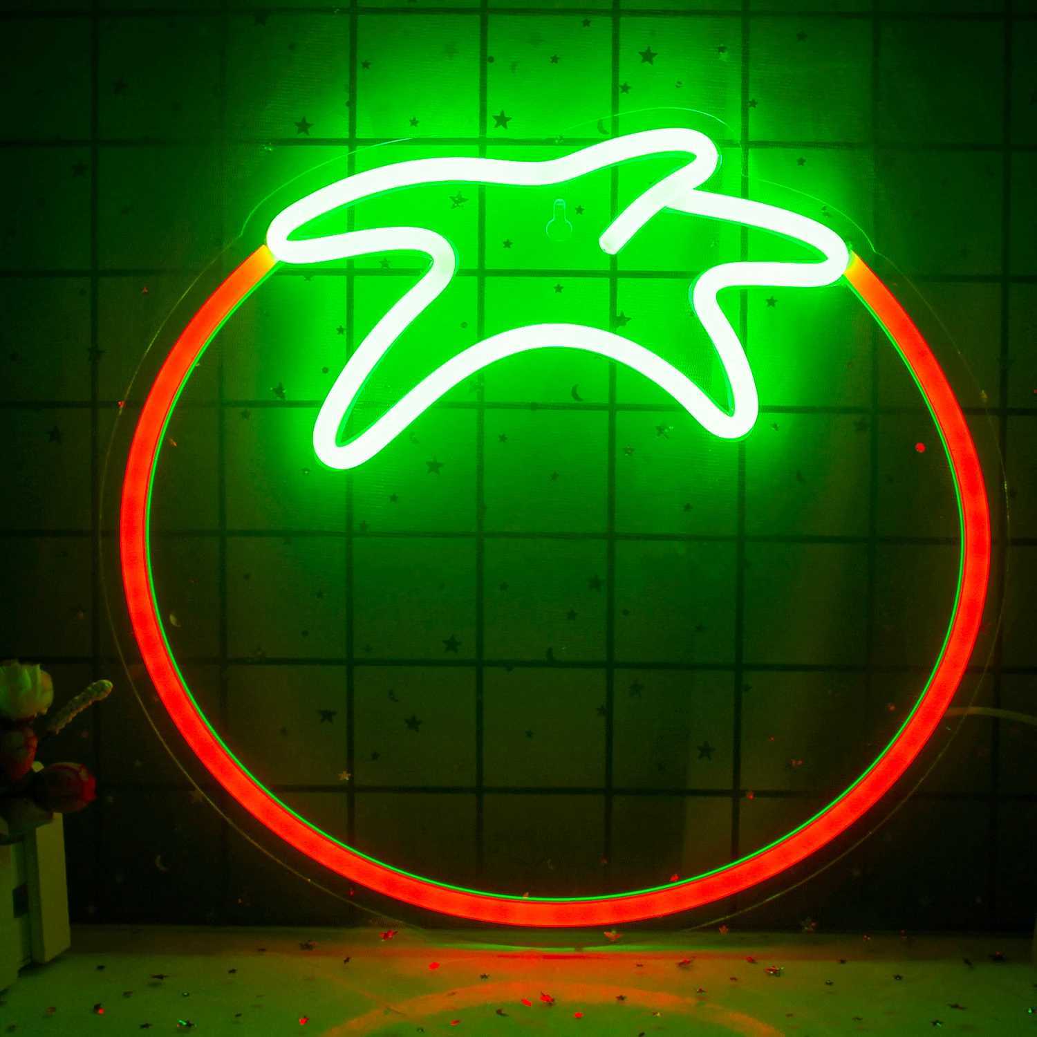 Ineonlife Neon Sign LED Light Chili Tomato Eggplant Carrot Acrylic Wall Bar Party Office Room Bedroom Kitchen Vegetable Decoration XJ250602