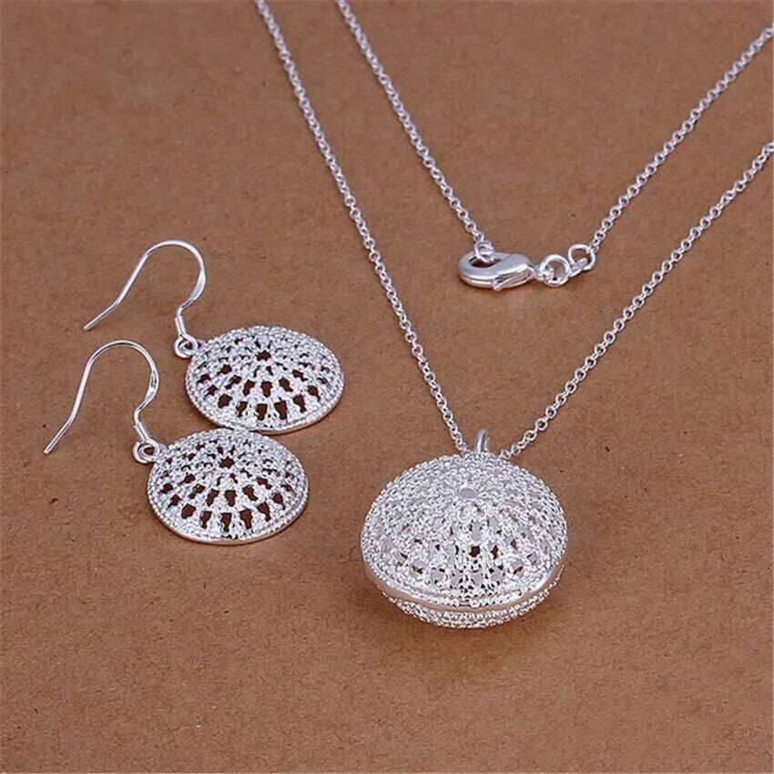 Charms Wedding Sterling Sier Jewelry Fashion Pretty Pendant Necklace Earring Women Party Set TOP Quality Stamped