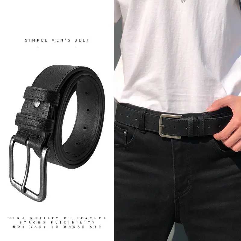 Mens Pu Leather Belt Jeans Classic Adjustable Metal Pom Buckle Belt For Men Gifts Business Leisure XJ250602