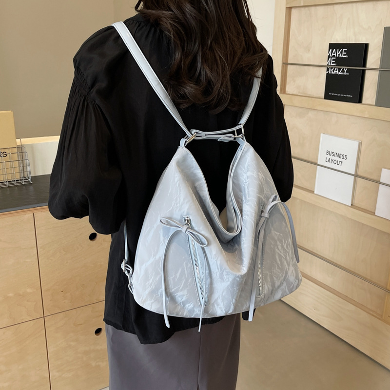 designer Fashion Women's Bag Large Capacity Tote Bag 2024 New Pleated Single Shoulder Dual-use Bag Commuter Crossbody Backpack