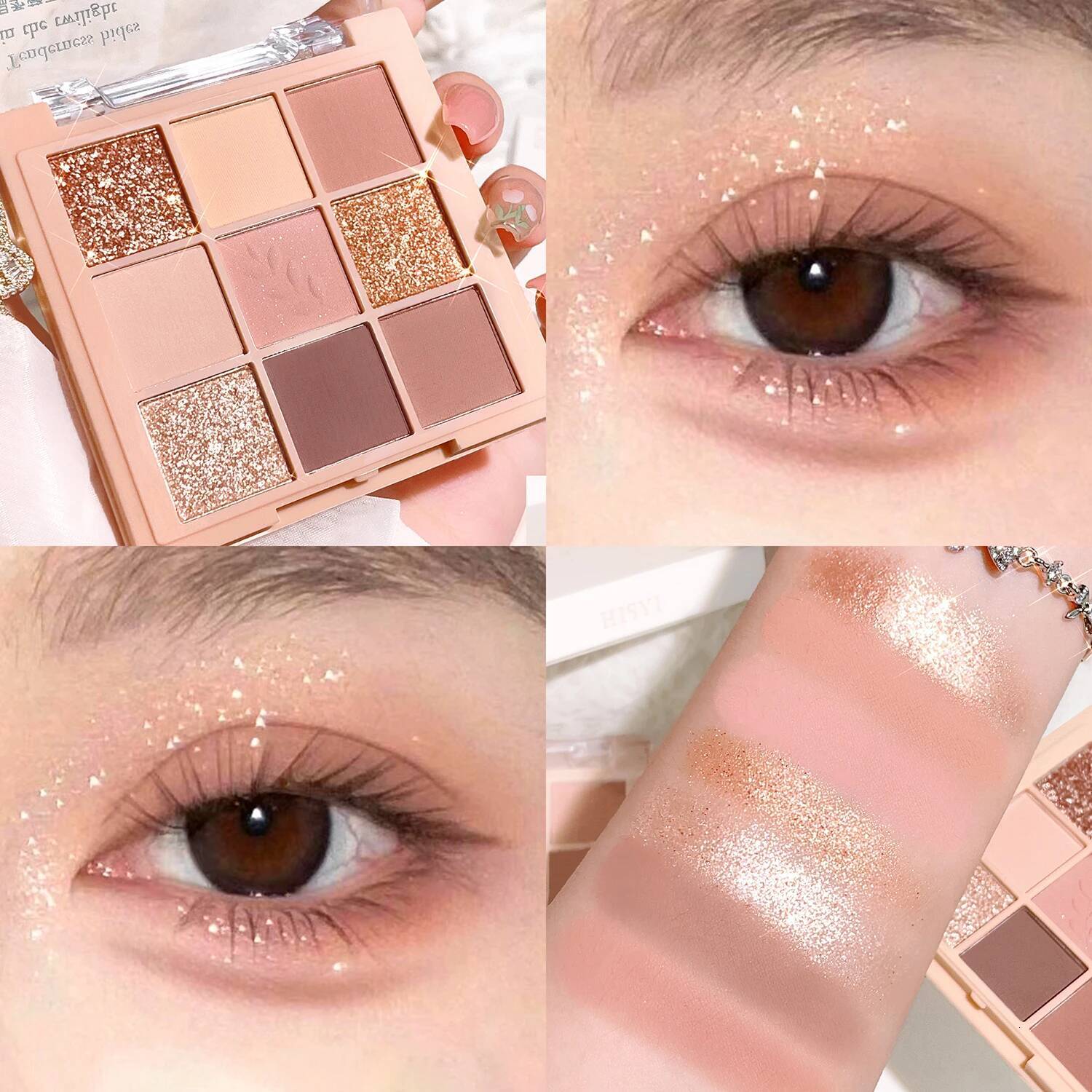 HISYI 9-Color Matte & Shimmer Eyeshadow Palette - Milk Tea Nude Tones for Everyday Glam, Portable Cosmetics
