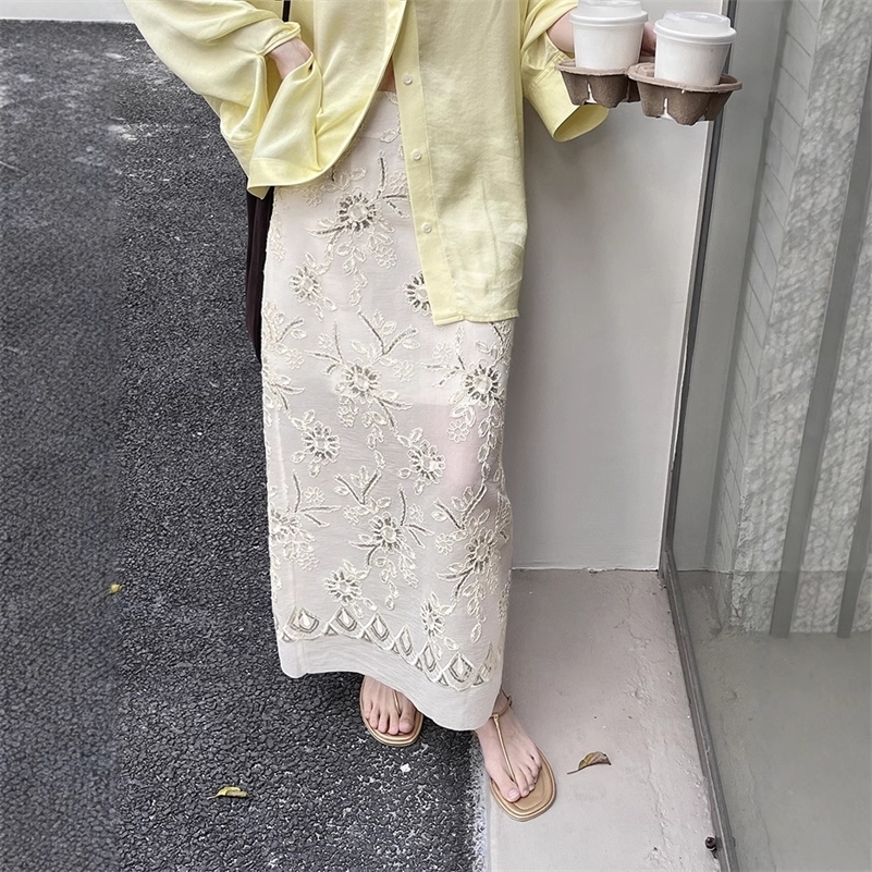 Gorgeous Sequin Embroidered Mesh Skirt Women Niche Elegant Old Money Style Skirt Women's Boutique Clothing 250519