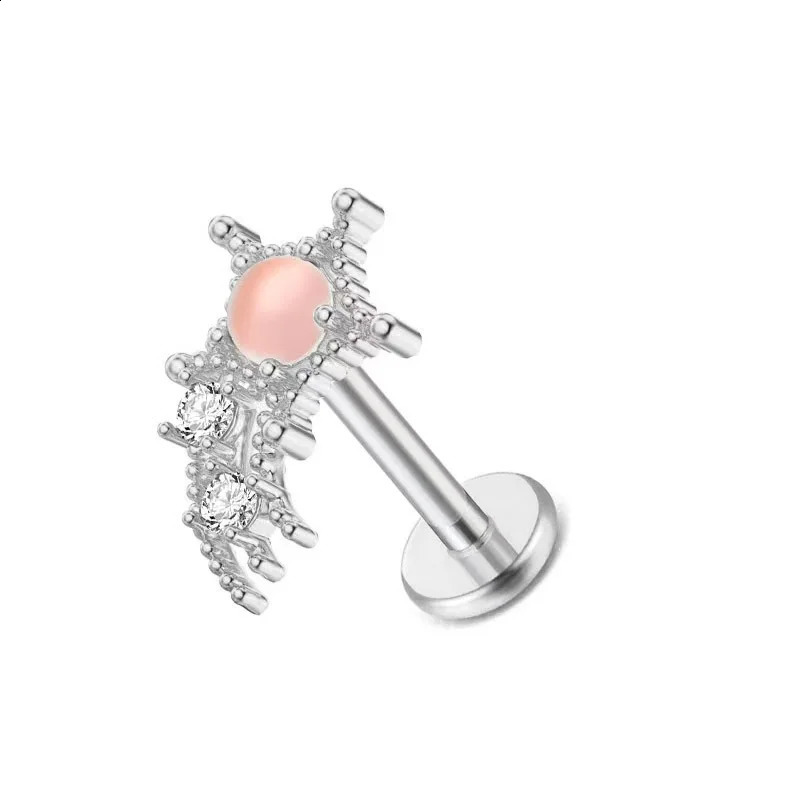 1PC 316L Steel Zircon Piercings Lip Rings pink Cartilage Helix Lobe Conch Earring Stud Piercings Women Jewelry 250530